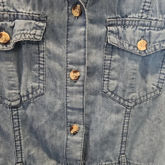 Cotton Denim Button Down Midi Dress - Picture 2 of 11